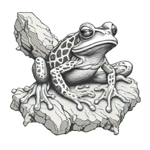 Frog On A Rock With Mouth Open