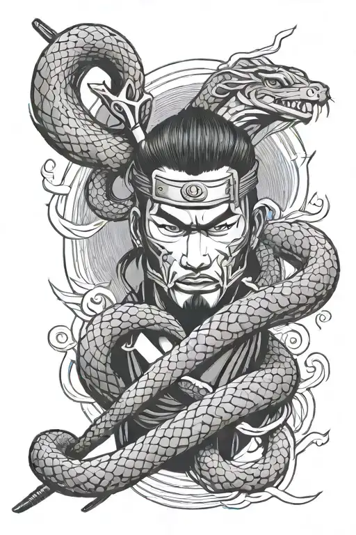 Samurai Sword And Snake Fore Arm