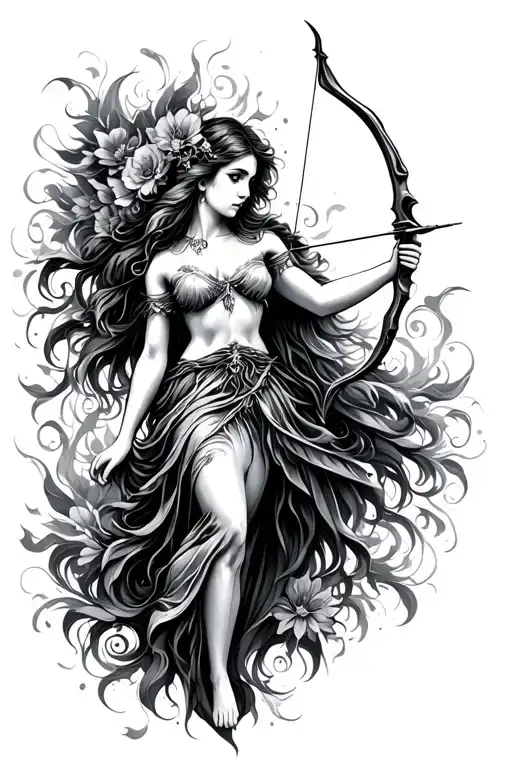 Goddess Holding Bow And Arrow