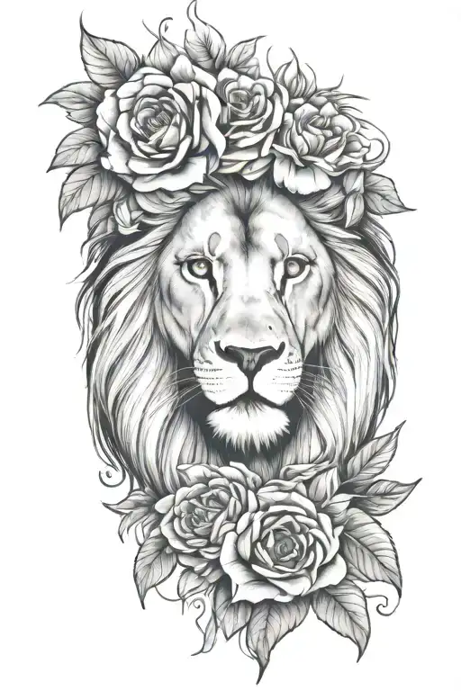 Flowers And Lion Face