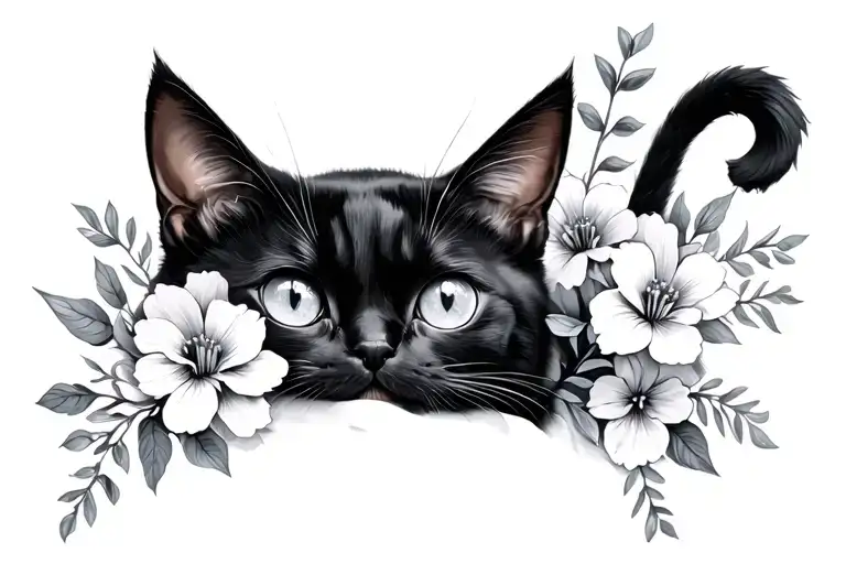 Cute Black Cat Flowers