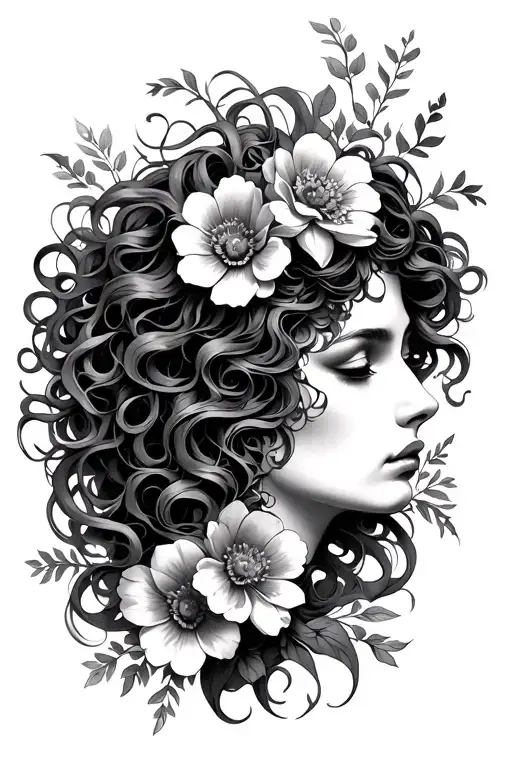 Medusa Face With Flowers