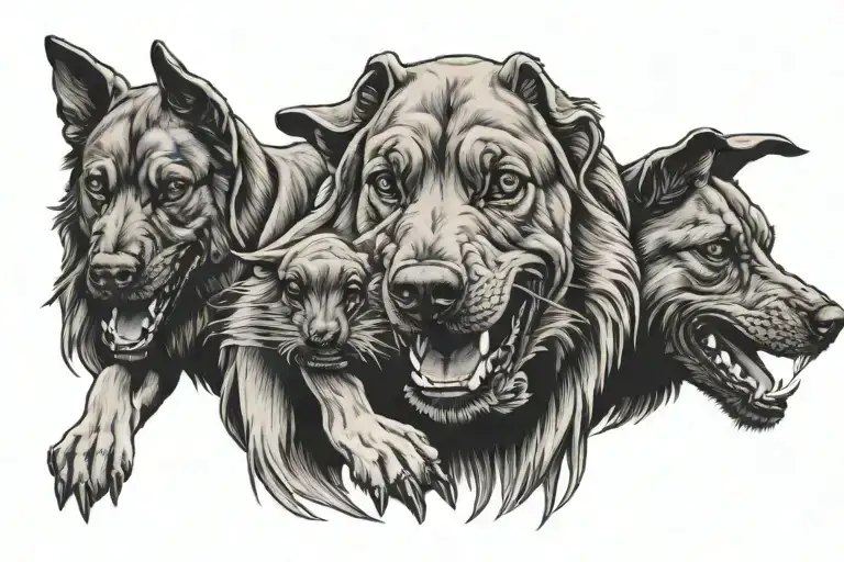 Blacked Out Three Headed Dog