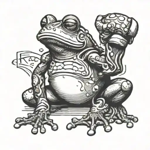 A Frog Wearing Boxing Gloves Standing At His Two Feet