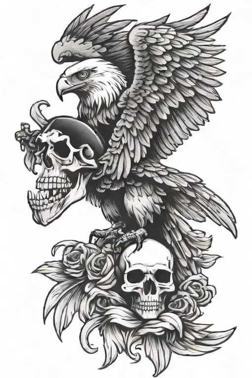 Harley Eagle Holding A Skull