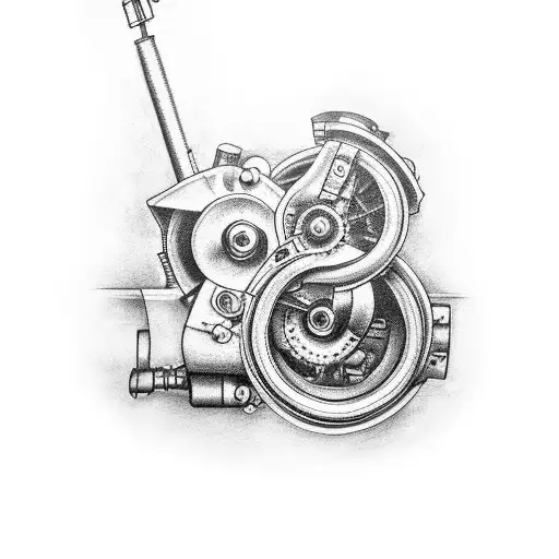 Full Arm Tattoo Inspired By Car Mechanics