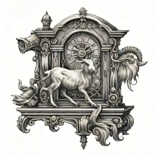 A Goat Kid Hiding Inside Of A Grandfather Clock From Wolves