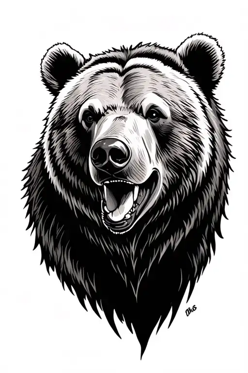 Grizzly Bear Head Facing Dorward