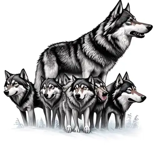 6 Wolf Pack In The Mountains