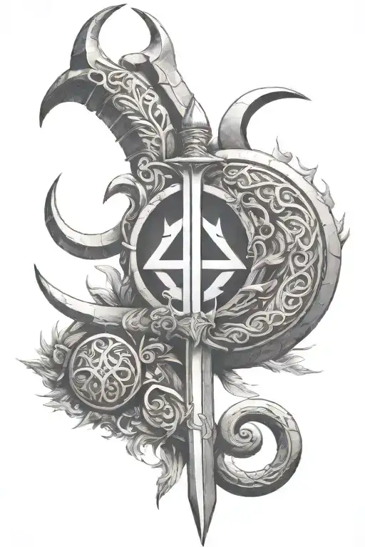 Odins Horns With A Sword