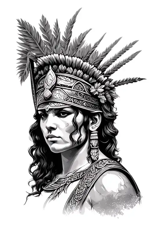 Amazonian Warrior And Abe Tattoo Design