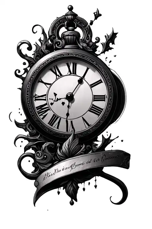 Broke Clock With Roman Numerals