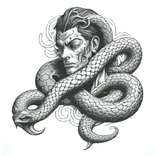 Alcala With A Snake Wrapped Loosely