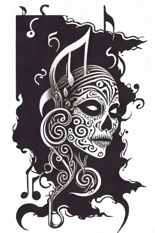 Music Notes Tatto Idea Scary One With Small Devil Face Simple Design Not Very Big