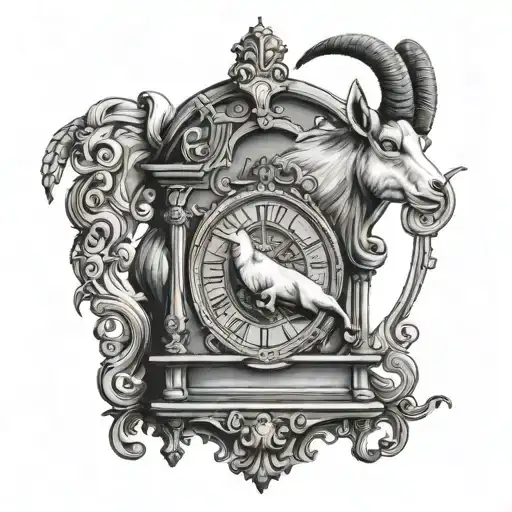 A Goat Kid Hiding Inside Of A Grandfather Clock From A Wolf
