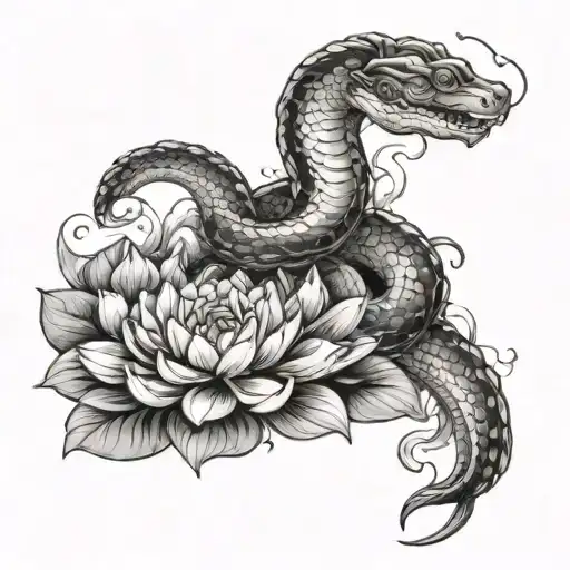 Sleeve Of A Snake Among Water Lilies On Top Of The Sun
