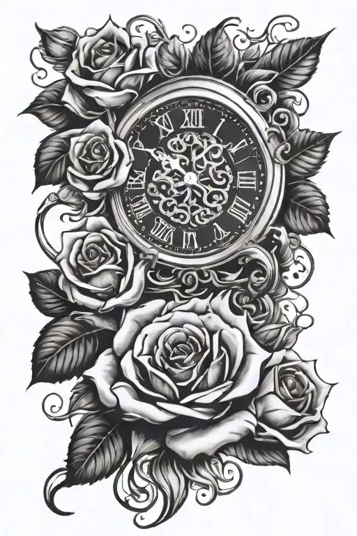 Clock Roses Timeless Banner Wrapping