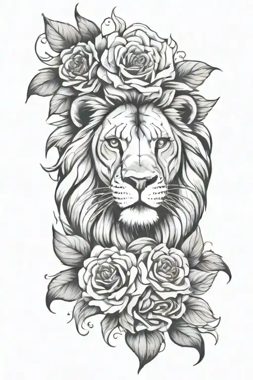 Flowers And Lion Face