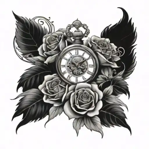 Roses And Lion And Clock