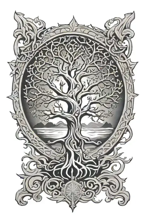 Nordic Tree Of Life On Viking Shield Deep Roots