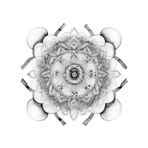 An Intricate Black And Grey Floral Mandala With Hidden Symbols Representing Motherhood