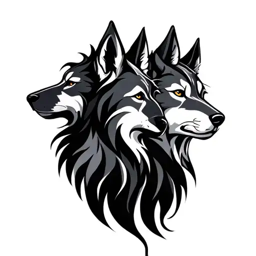 Two Head Wolf Gemini Symbol