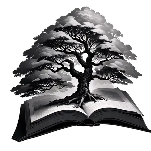A Vertical Tree Growing From An Open Book