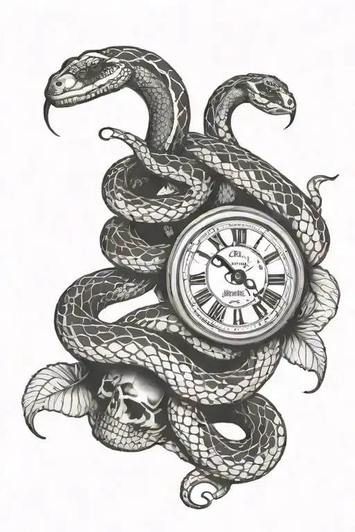 Snake Wrapped Around A Time Clock With The Words Momento Mori