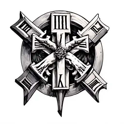 Roman Numerals With A Cross On The Inner Bicep
