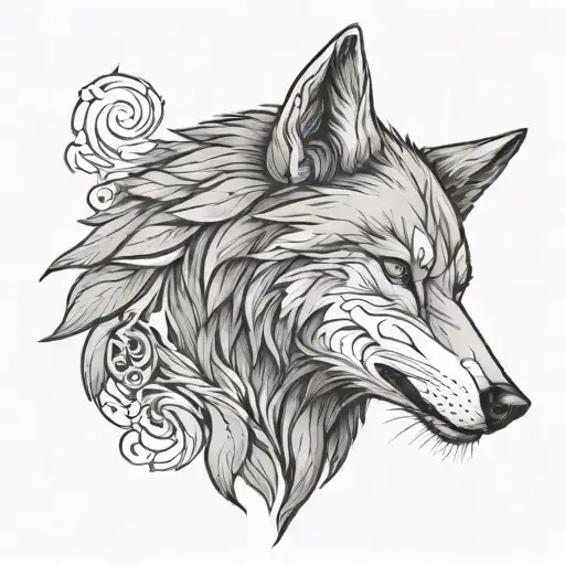 Wolf Head And Written Elahyne