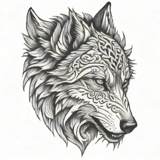 Wolf Head And Written Elahyne