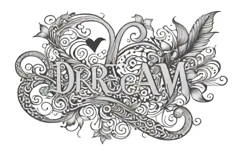 The Word Dream Written Incursive With Little Hearts Around It