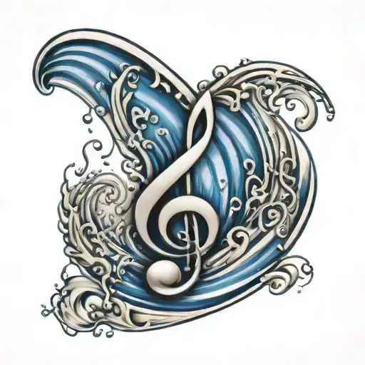 Music Note Made Of Water Waves With Dez Inscribed In The Middle In Deep Blue