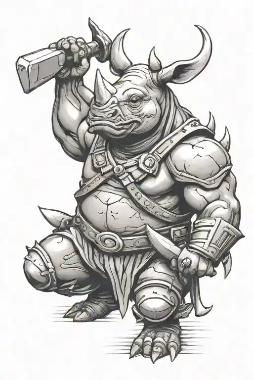 Rhino Warrior Wielding Hammer