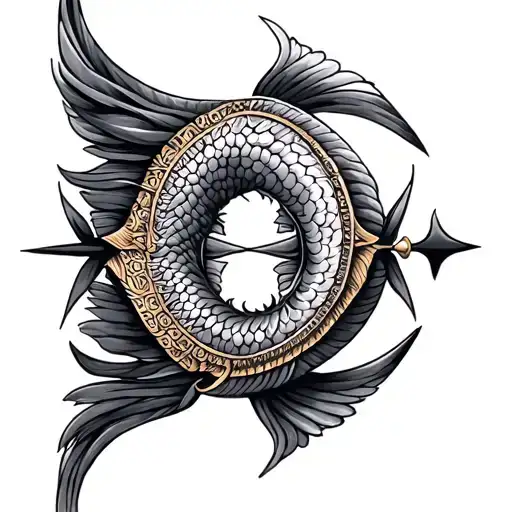 Greek Egyptian Pisces Symbol Intertwined