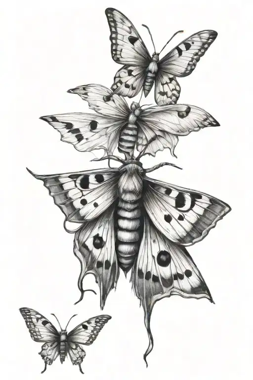 Moth Sketch Style Tattoo Goth Edgy
