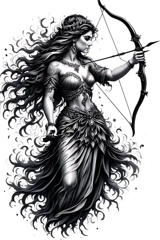 Goddess Holding Bow And Arrow