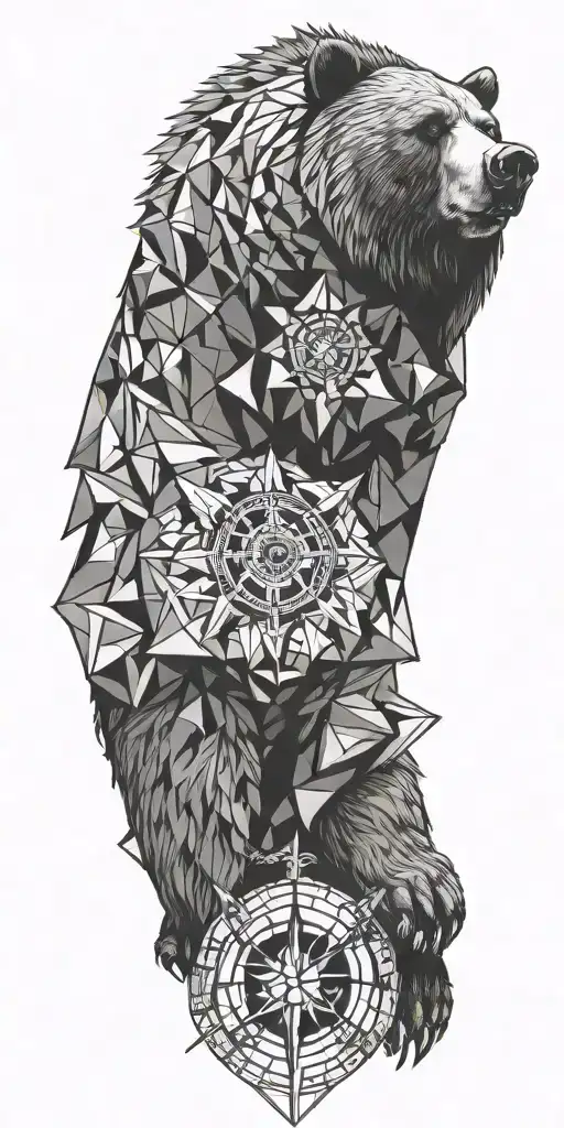 Grizzly Bear Armour With Geometrical Design Incorporating A Compass