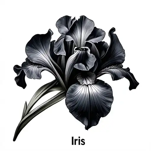 Black Iris Flower With The Name Iris