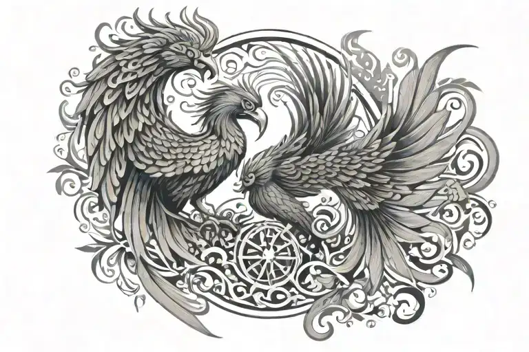 Phoenix And Indonesian Garuda Batik