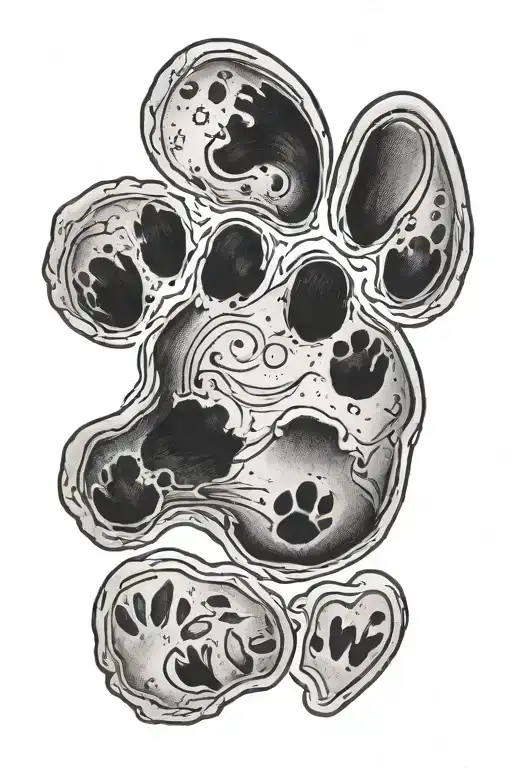 Moon Around Paw Print