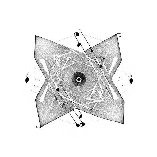 A Geometric Representation Of A Vinyl Record With Music Notes Flowing Out