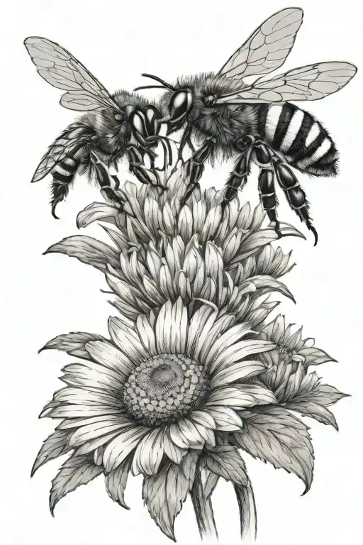 Tall Daisy With A Bee On It