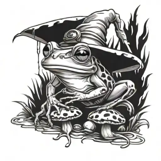 Wizard Frog With Mushrooms