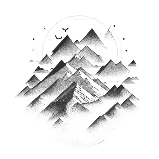 Dark Mountain Scene On A Rectangle