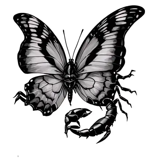 Butterfly And Scorpion Intertwined