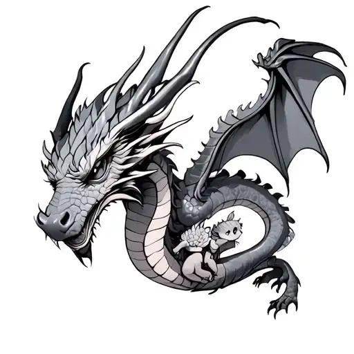 Dragon With Baby Girl