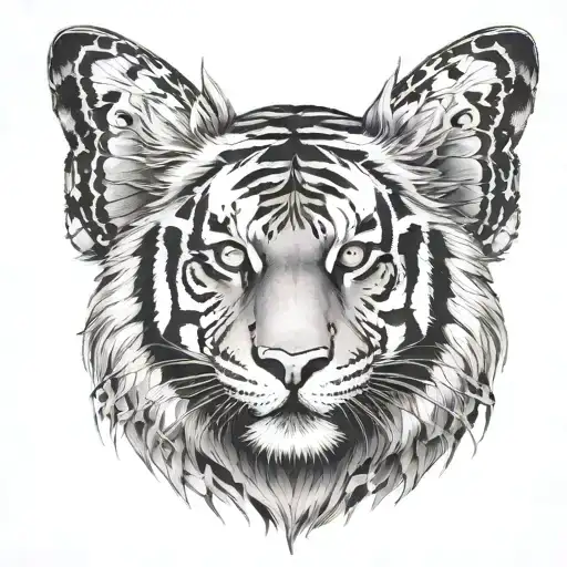A Tiger Head Into Butterfly Wings