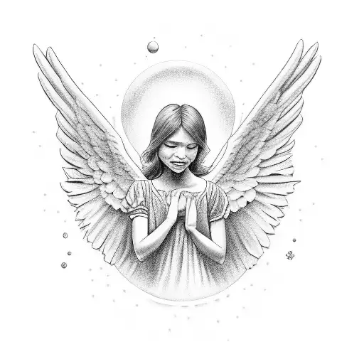 Una Madre Recibiendo A Su Hija Desde El Cielo Por Un Angel