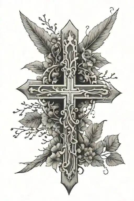 Cross With Nature And The Norwegian Flag Waving